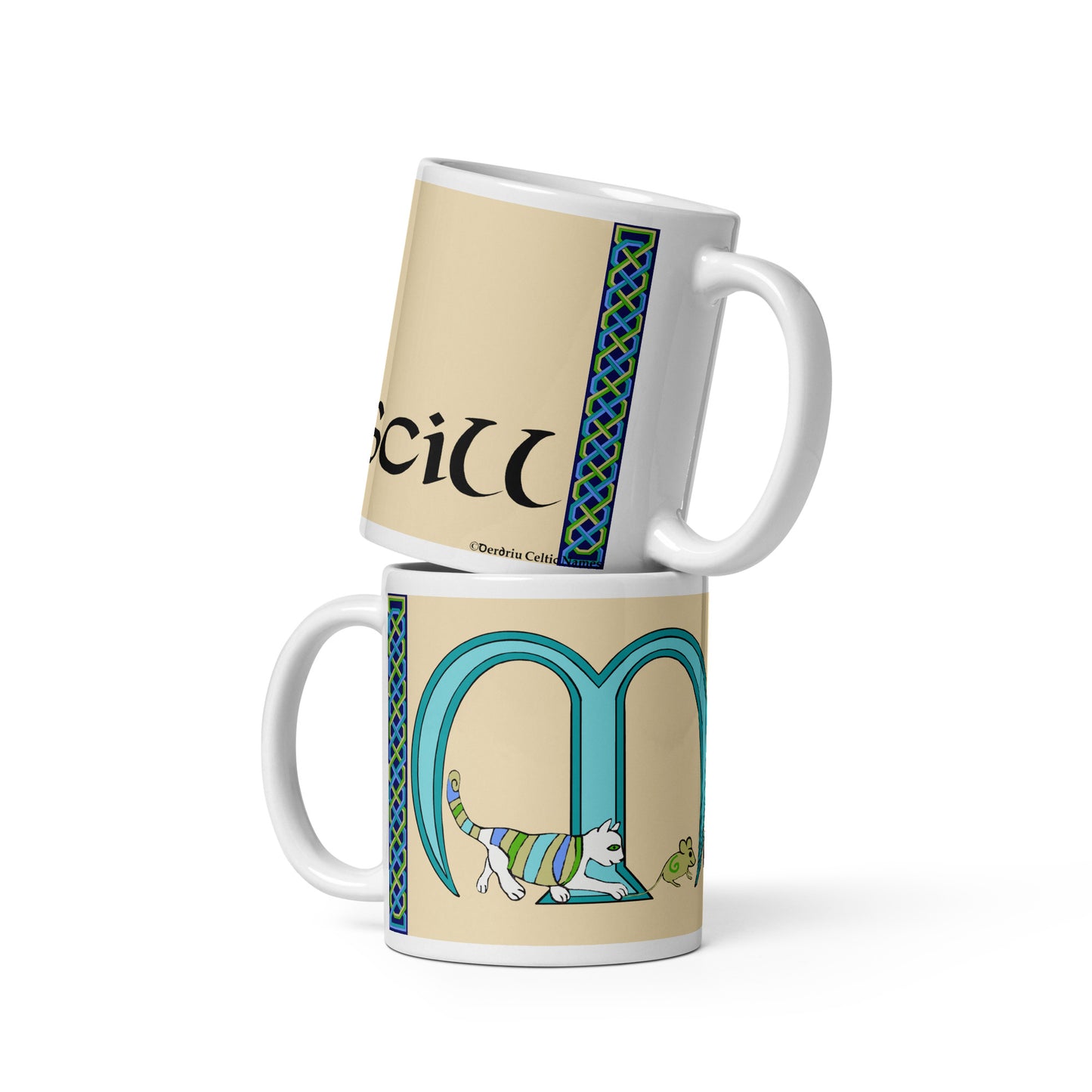 Meiscill (Max) - Personalized white glossy mug with Irish name Meiscill (Free Shipping)