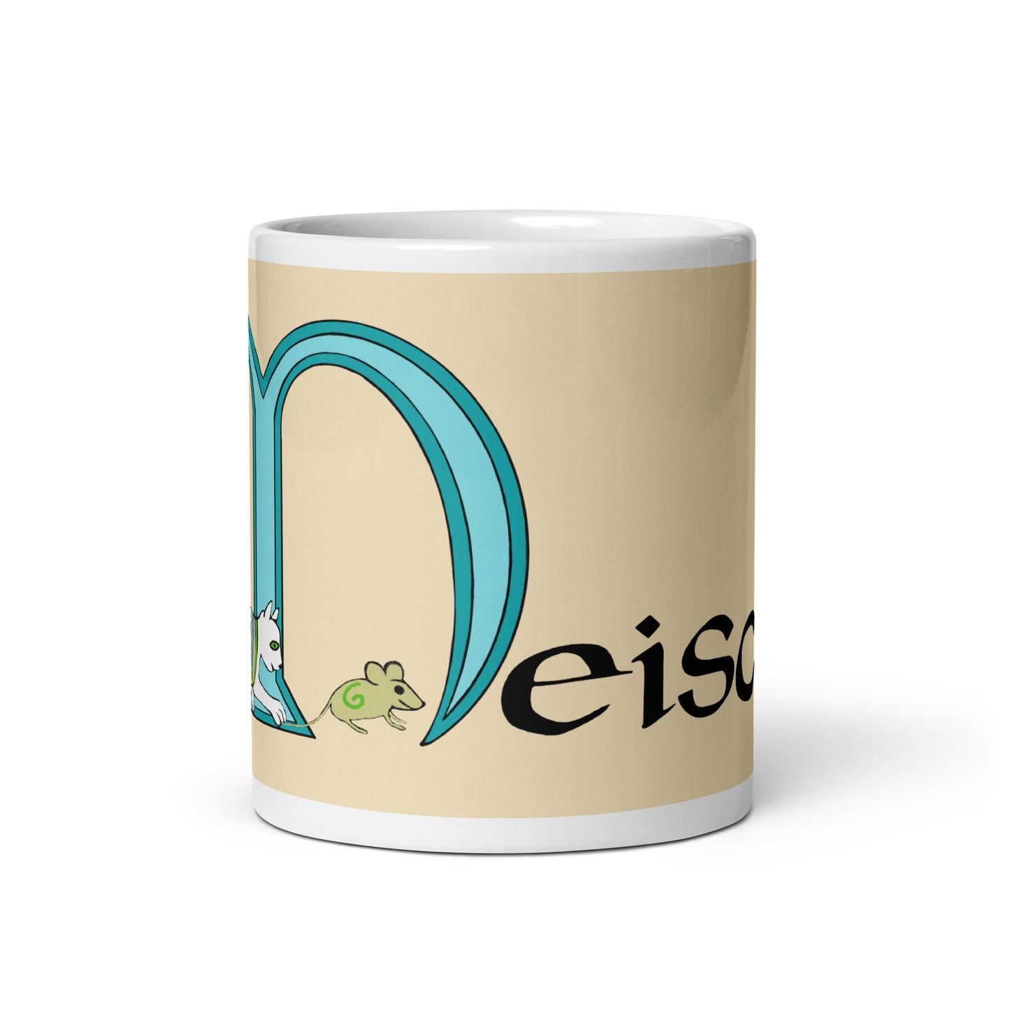 Meiscill (Max) - Personalized white glossy mug with Irish name Meiscill (Free Shipping)