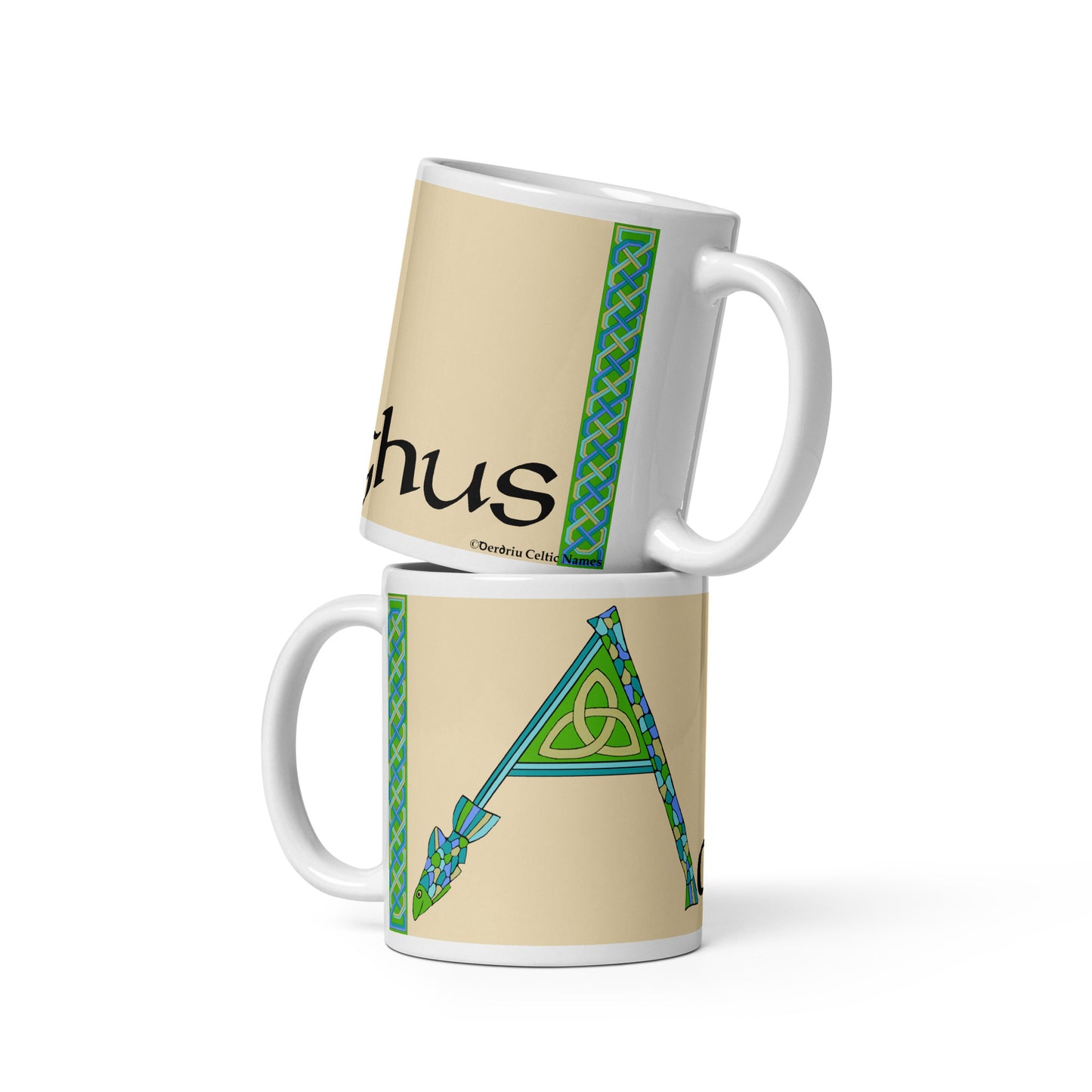 Aonghus (Angus) - Personalized white glossy mug with Irish name Aonghus (Free Shipping)