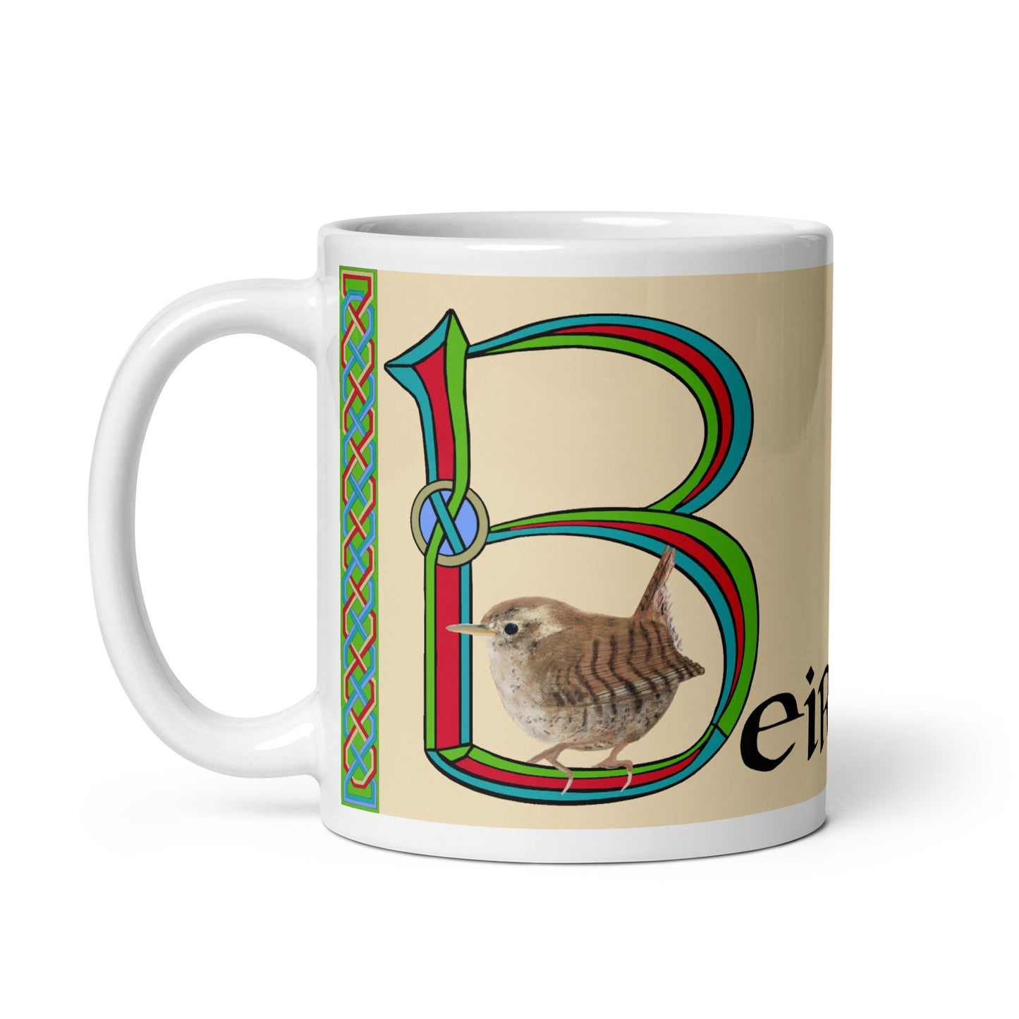 Beircheart (Benjamin) - Personalized white glossy mug with Irish name Beircheart (Free Shipping)