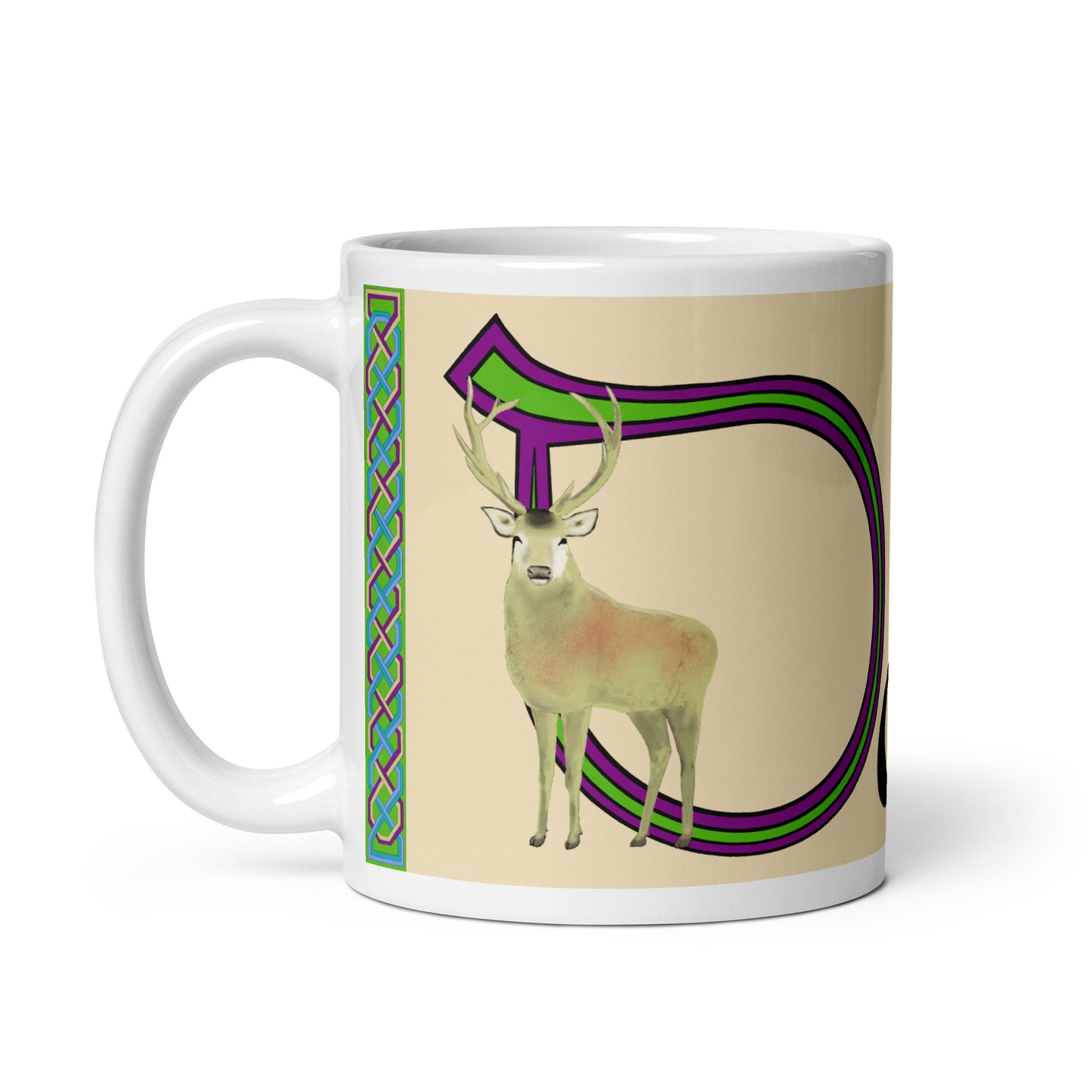 Dáire (Daria) - Personalized white glossy mug (purple design) with Irish name Dáire (Free Shipping)