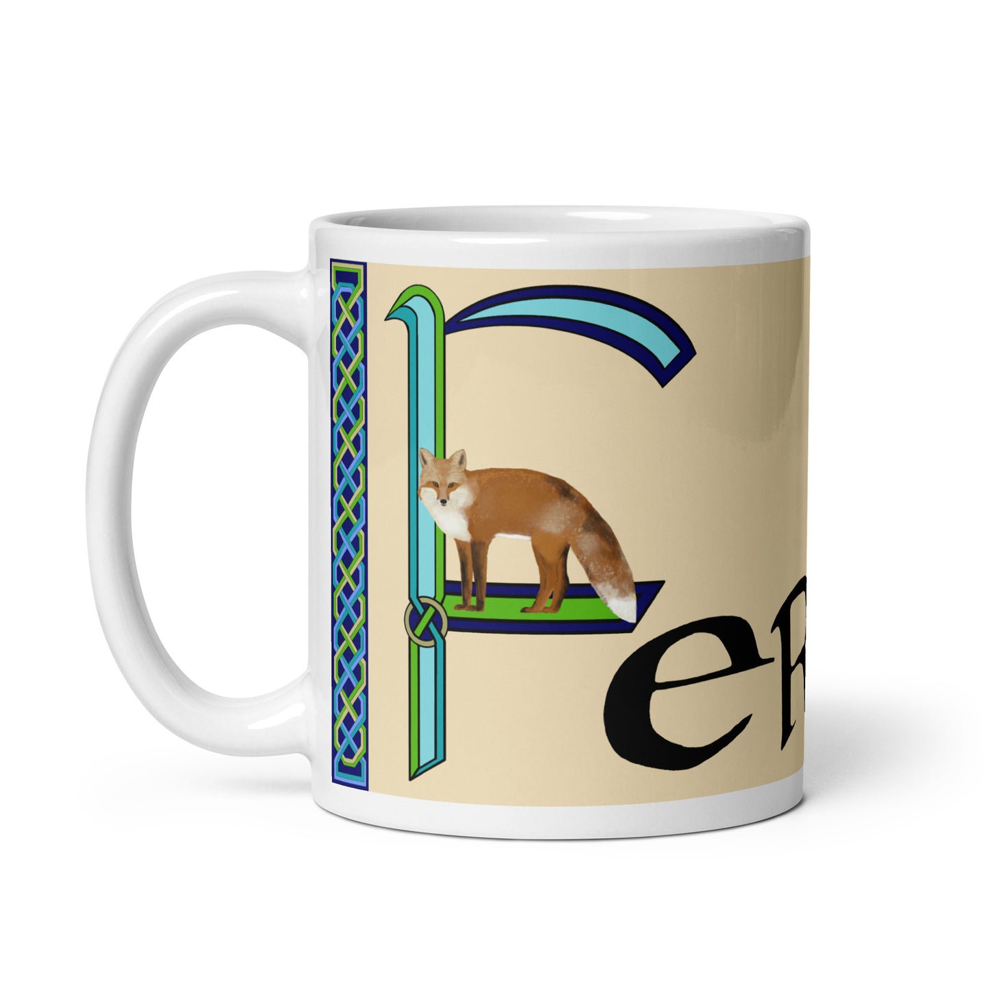 Ferdia - Personalized white glossy mug with Irish name Ferdia (Free Shipping)