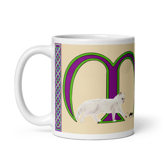 Miach (Mia) - Personalized white glossy mug with Irish name Miach (Free Shipping)