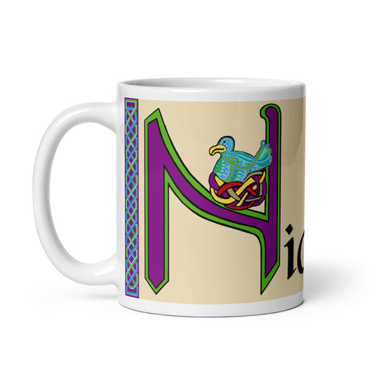 Nioiclín (Nicola) - Personalized white glossy mug with Irish name Nioiclín (Free Shipping)