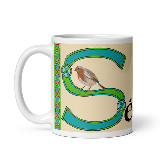 Séamus (James) - Personalized white glossy mug with Irish name Séamus (Free Shipping)
