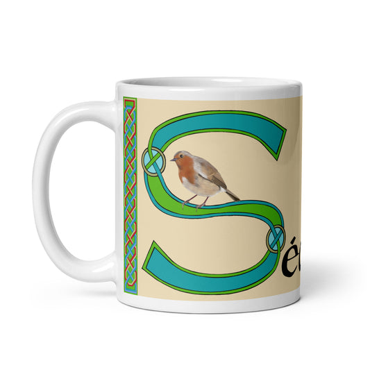 Séathrún (Geoffrey) - Personalized white glossy mug with Irish name Séathrún (Free Shipping)