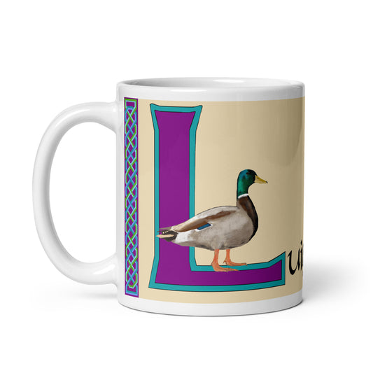 Luighseach (Lucy) - Personalized white glossy mug with Irish name Luighseach (Free Shipping)