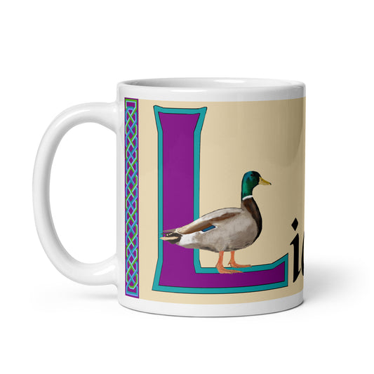 Liamín (Willow) - Personalized white glossy mug with Irish name Liamín (Free Shipping)