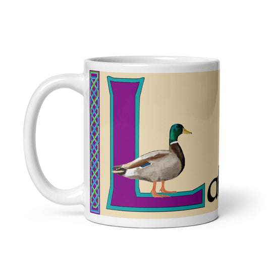 Labhraín (Lauren) - Personalized white glossy mug with Irish name Labhraín (Free Shipping)