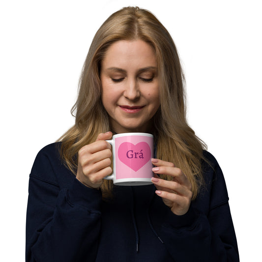 Grá (Love) Irish Language Personalized White Glossy Mug (Free Shipping)