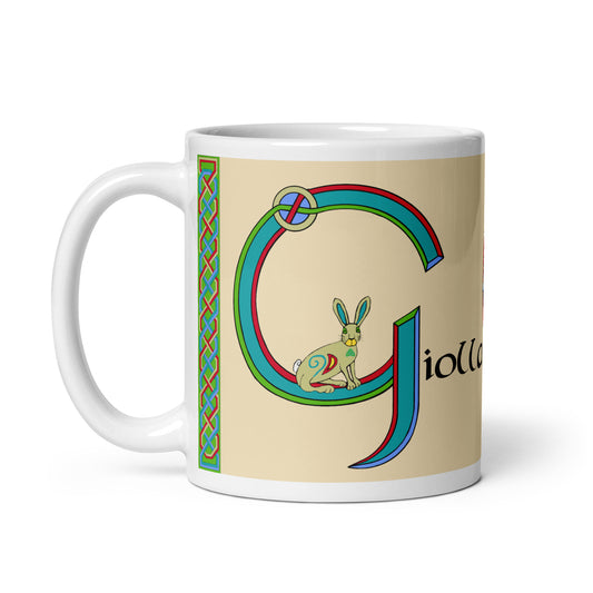 Giolla Easpuig (Archie) - Personalized white glossy mug with Irish name Giolla Easpuig (Free Shipping)