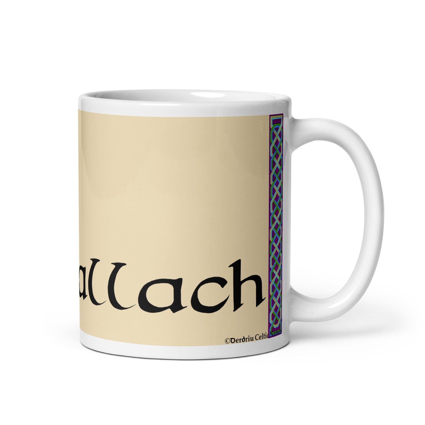 Ceallach (Kelly) Irish Language Personalized White Glossy Mug (Cat Design) (Free Shipping)