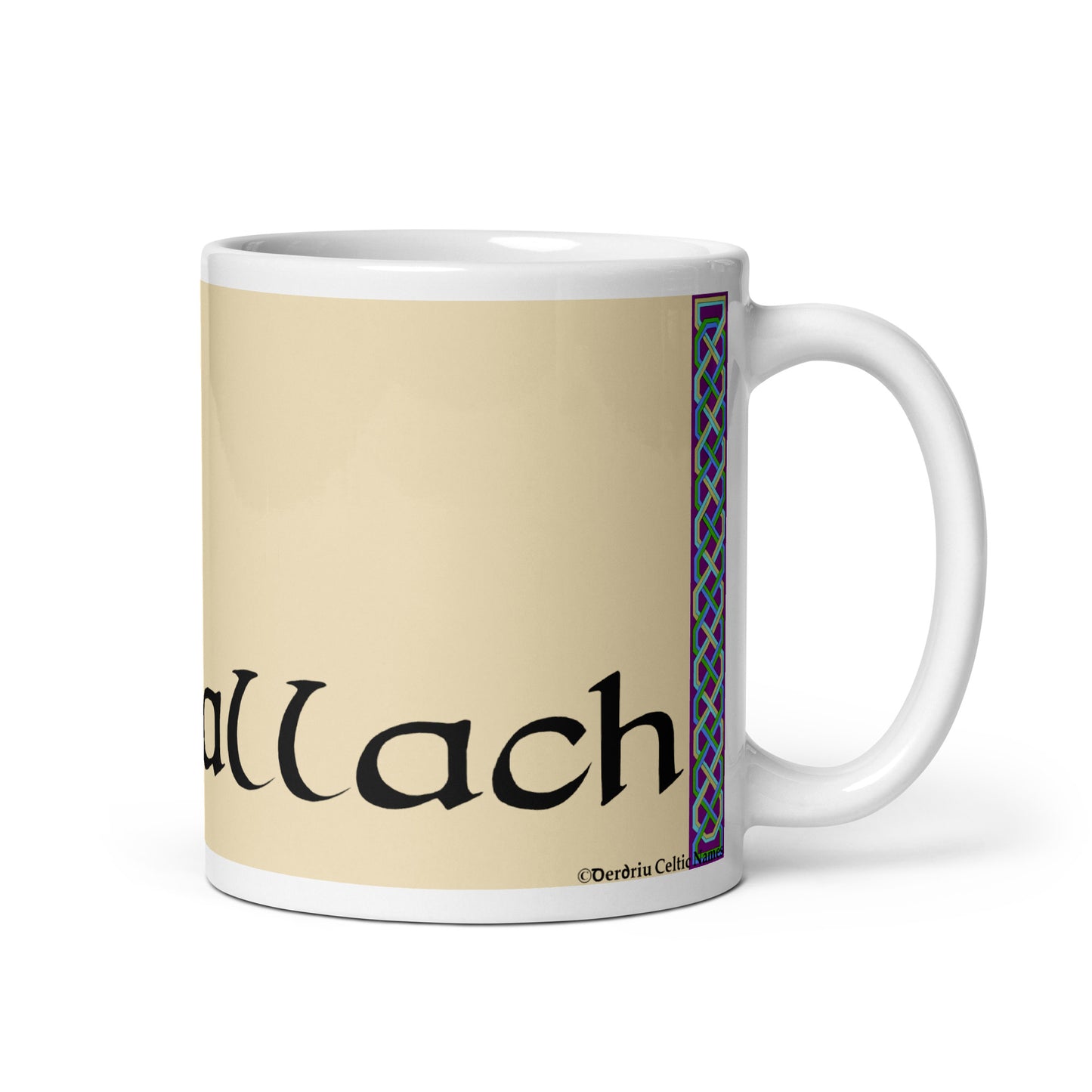 Ceallach (Kelly) Irish Language Personalized White Glossy Mug (Cartoon Cat Design) (Free Shipping)