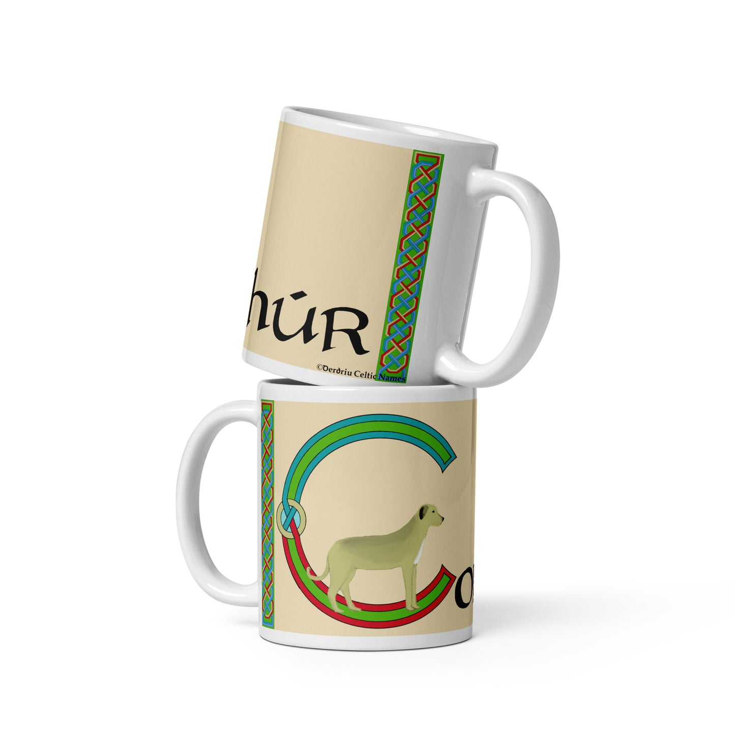 Conchúr (Conor) - Personalized white glossy mug with Irish name Conchúr (Free Shipping)