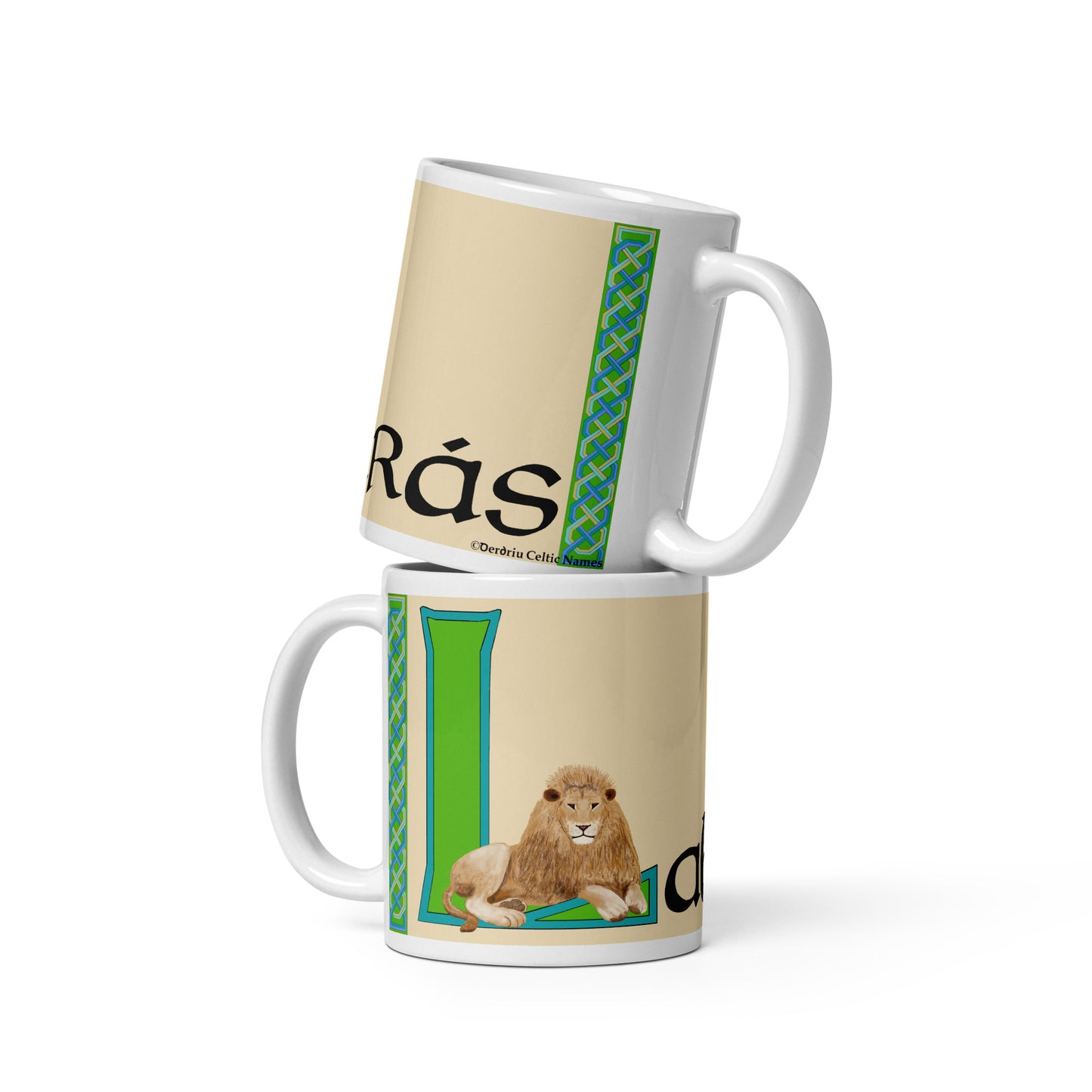 Labhrás (Laurence) - Personalized white glossy mug with Irish name Labhrás (Free Shipping)