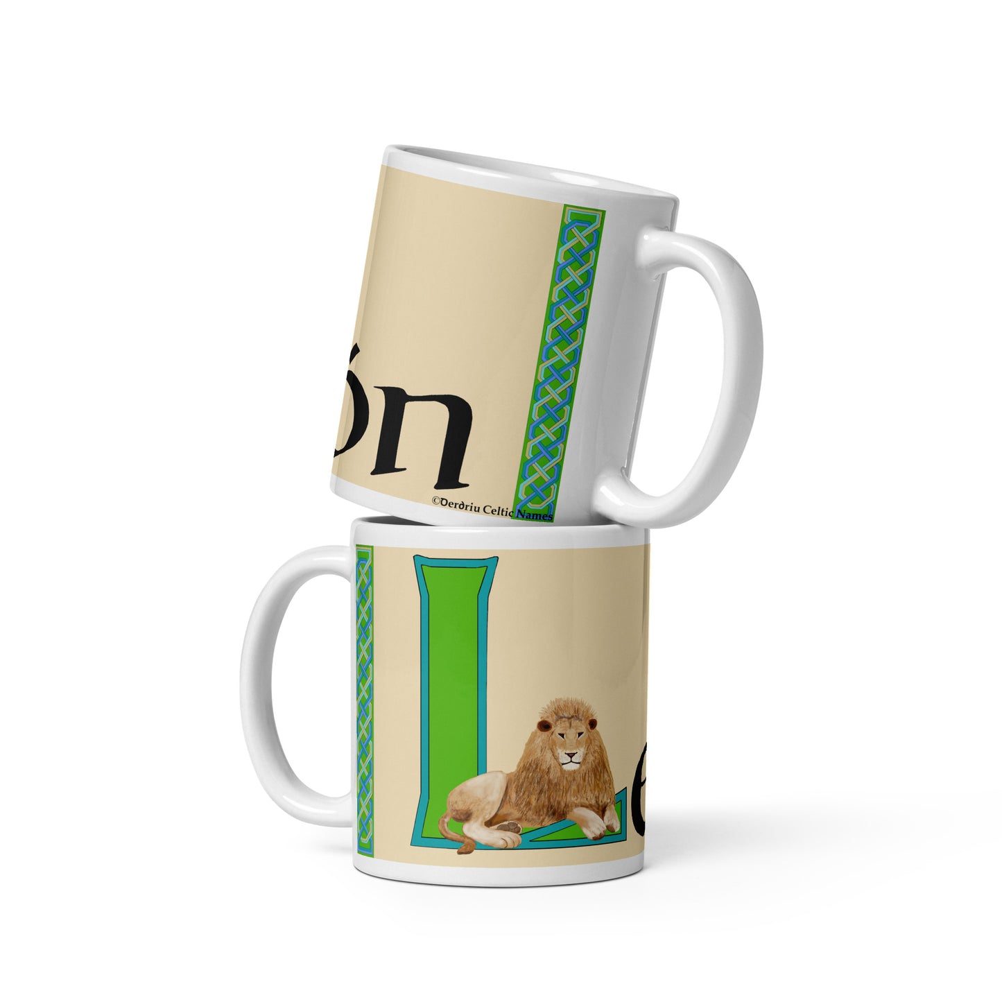 León (Leo) - Personalized white glossy mug with Irish name León (Free Shipping)