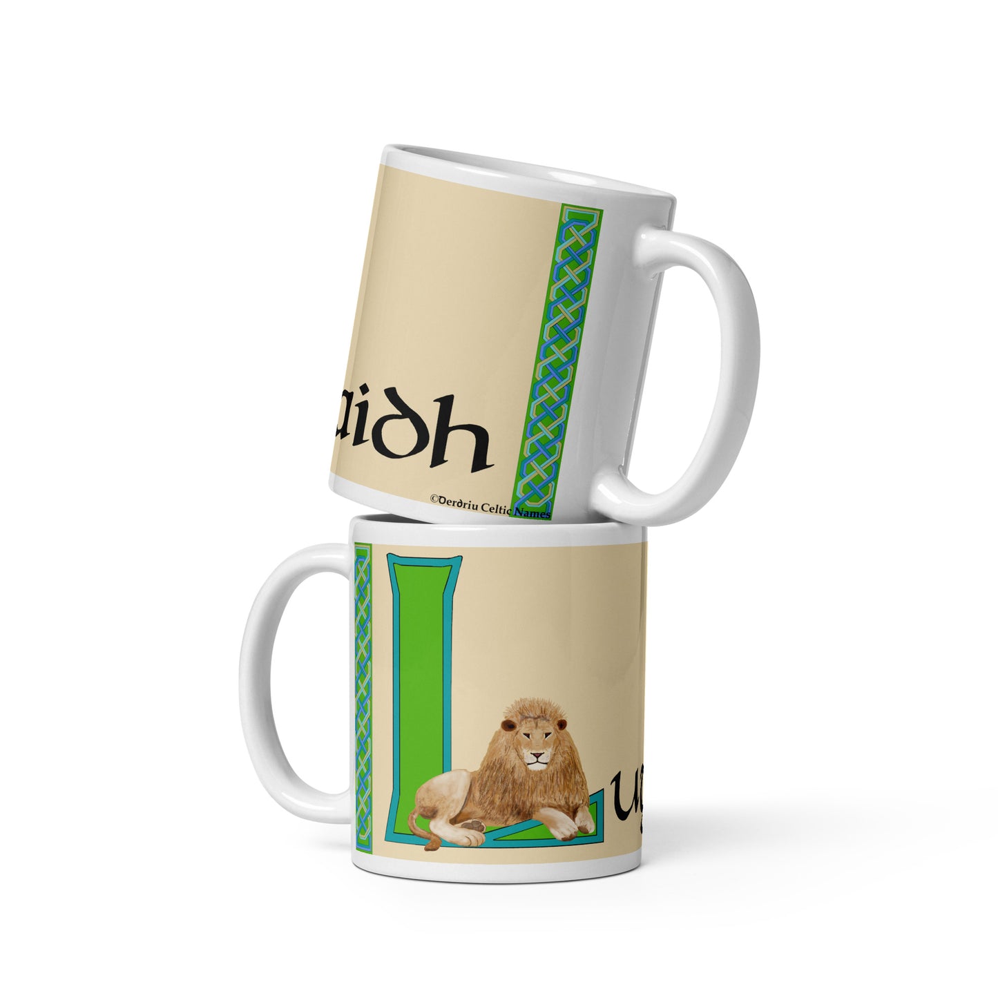 Lughaidh (Louis) - Personalized white glossy mug with Irish name Lughaidh (Free Shipping)