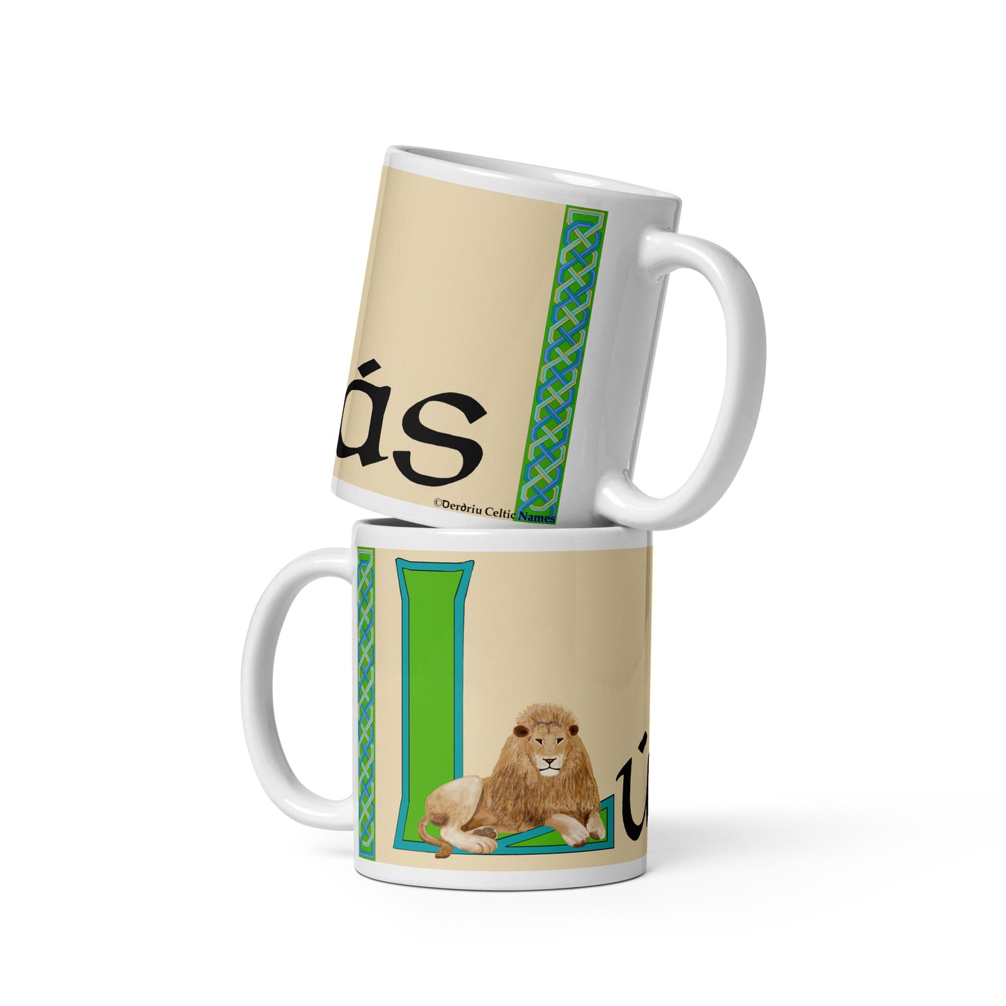 Lúcás (Luke) - Personalized white glossy mug with Irish name Lúcás (Free Shipping)