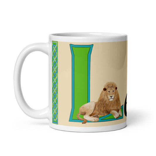 León (Leo) - Personalized white glossy mug with Irish name León (Free Shipping)