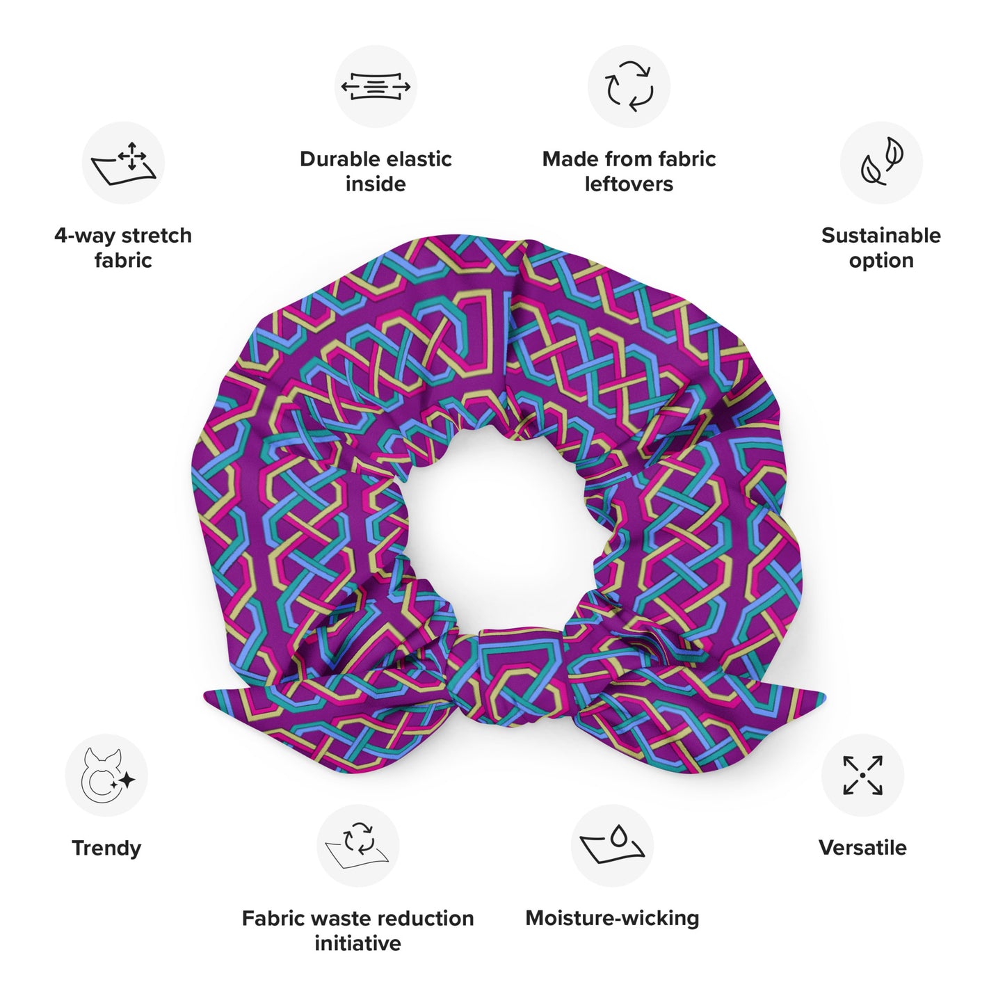 Celtic Knotwork Recycled Scrunchie (Pink-Purple)