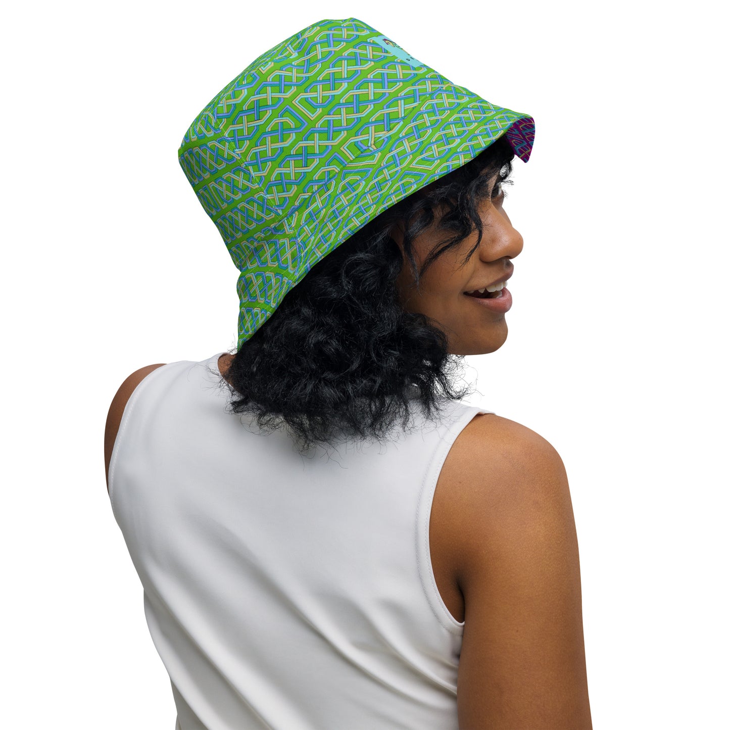 Celtic Knotwork Women's Reversible Bucket Hat (Purple-Green)