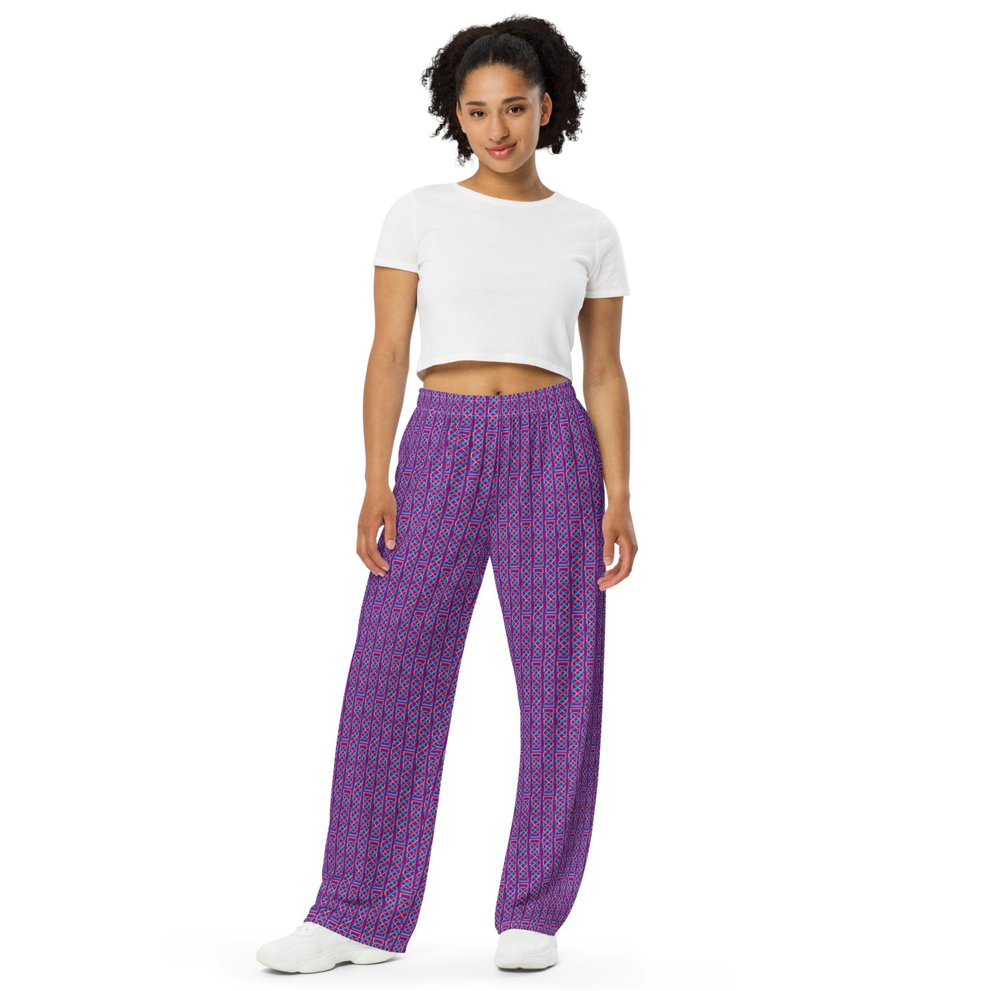 Celtic Knotwork All-over print wide-leg pants (Pink-Purple)