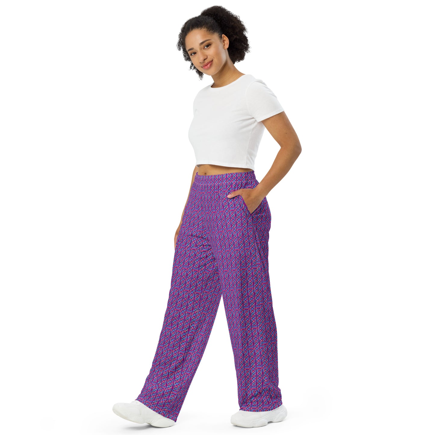 Celtic Knotwork All-over print wide-leg pants (Pink-Purple)