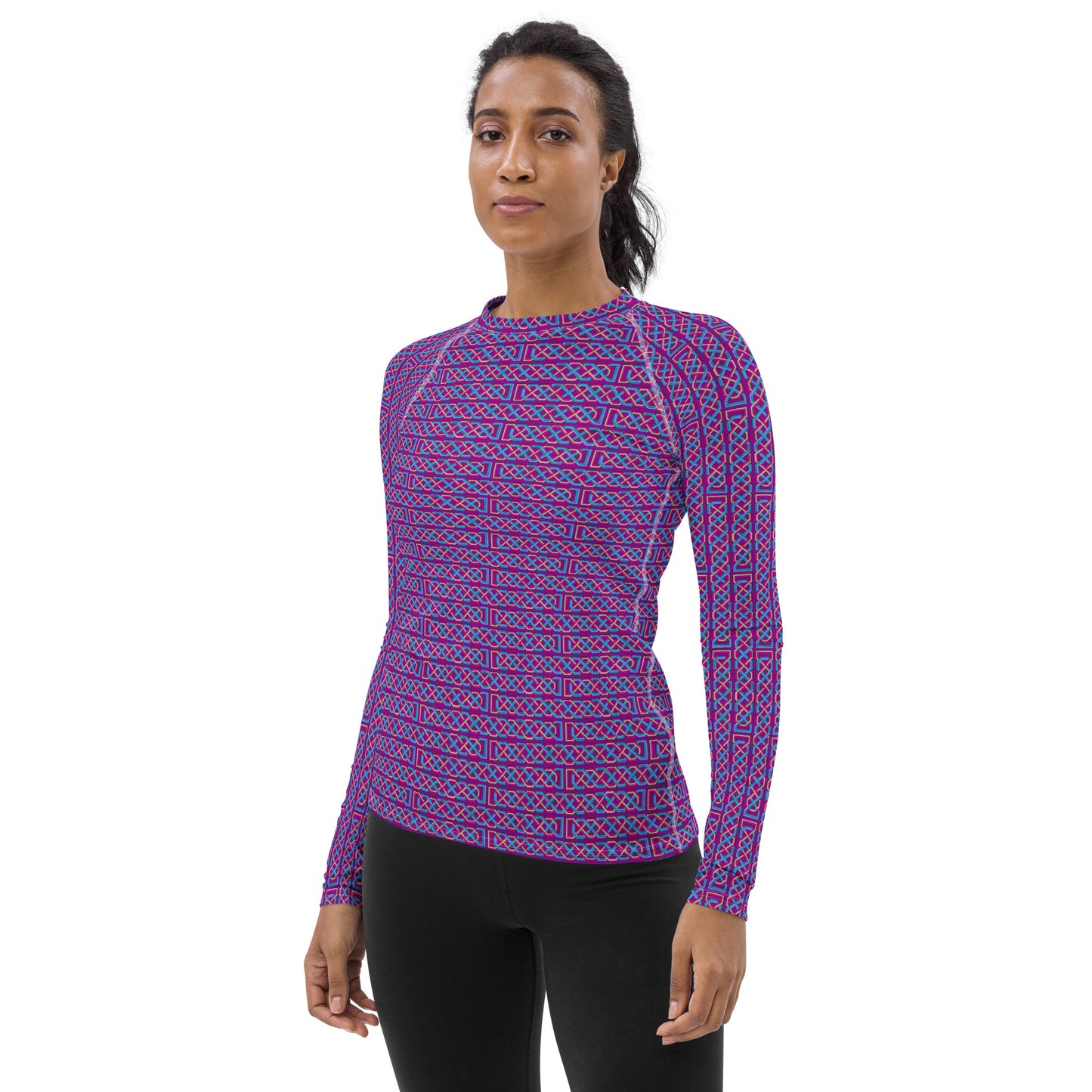 Celtic Knotwork Women's Rash Guard (Pink-Purple)