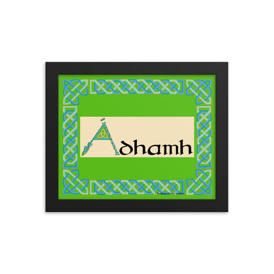 Ádhamh (Adam) - Personalized framed poster with Irish name Ádhamh