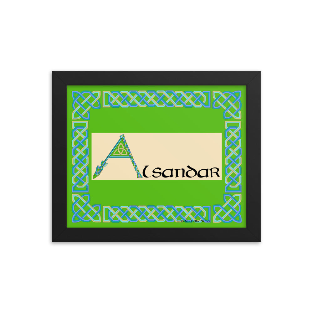 Alsandar (Alexander)  - Personalized framed poster with Irish name Alsandar