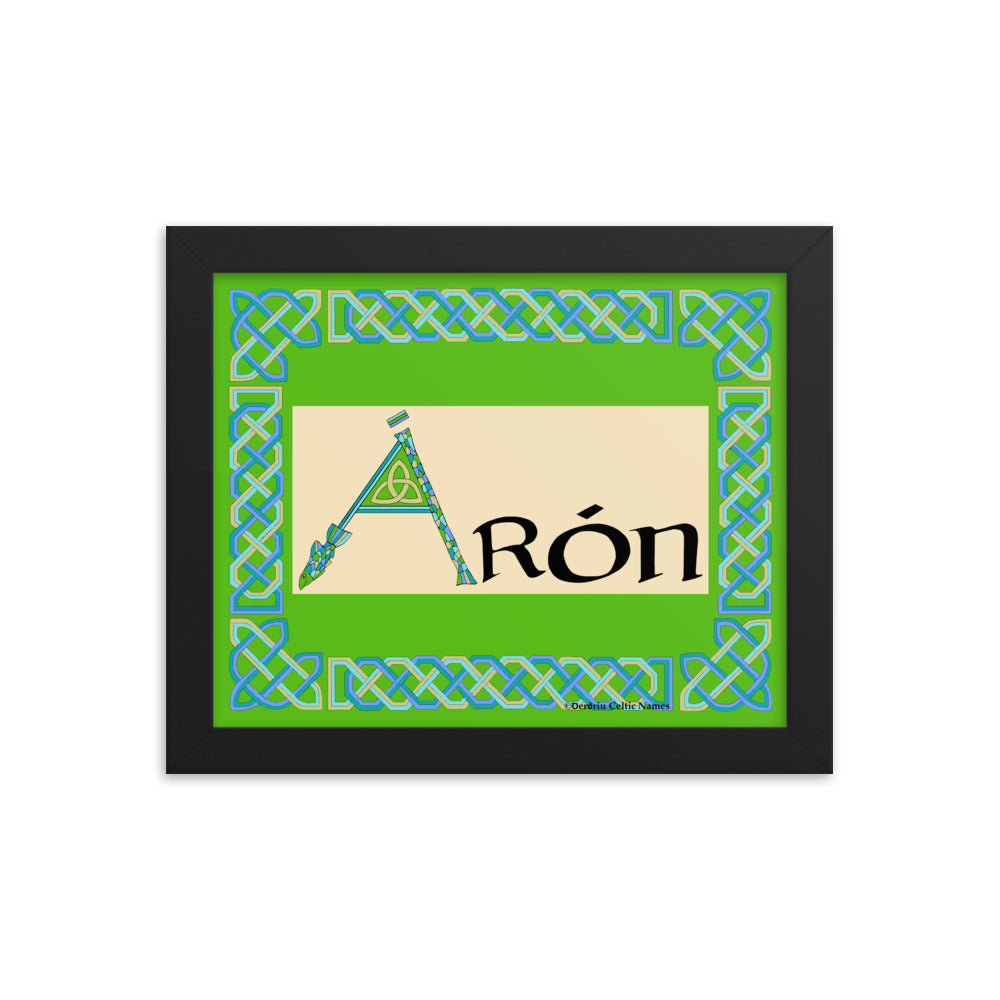 Árón (Aaron) - Personalized framed poster with Irish name Árón