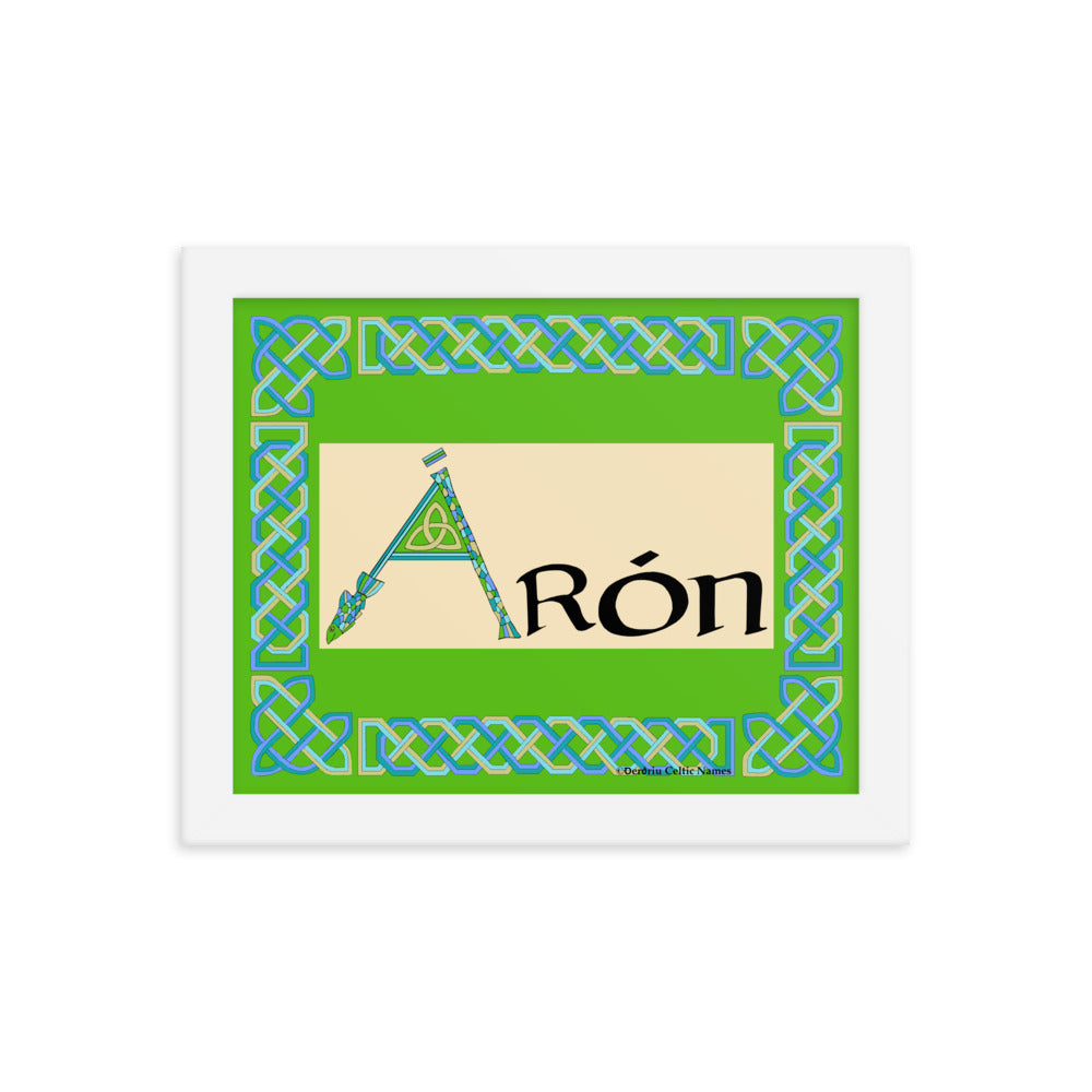 Árón (Aaron) - Personalized framed poster with Irish name Árón