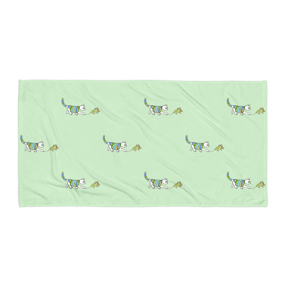 Cat and Mouse Pattern (Tara Green) Towel