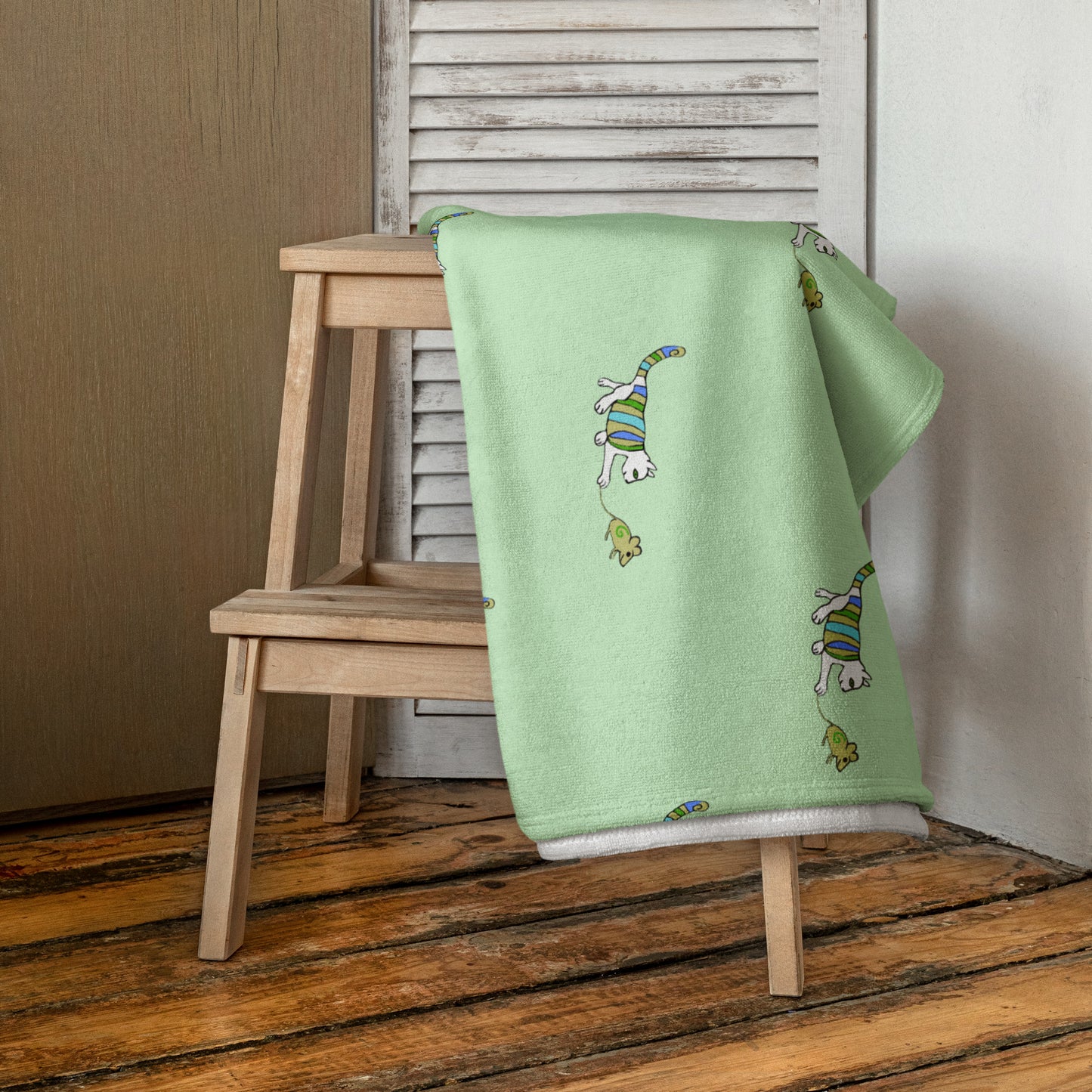 Cat and Mouse Pattern (Tara Green) Towel