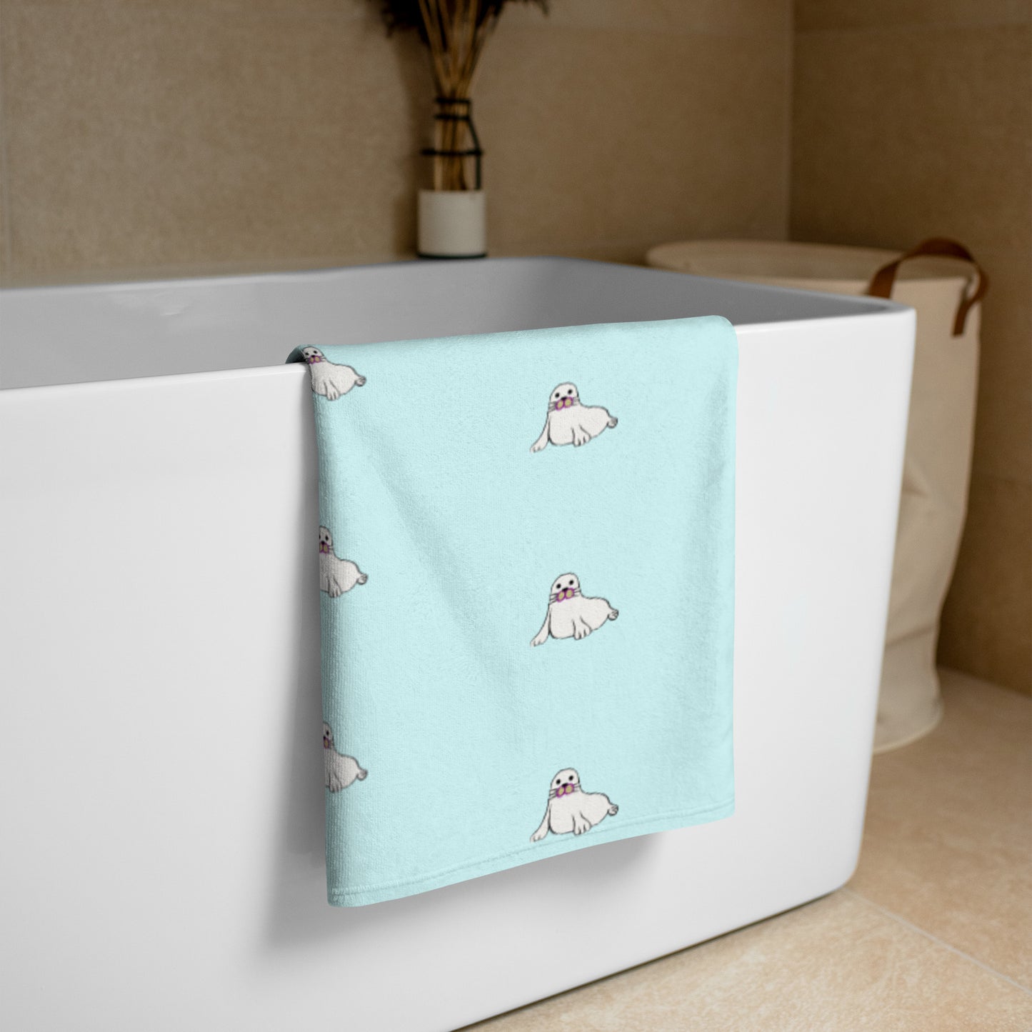 Seal Pattern (Light Cyan) Towel