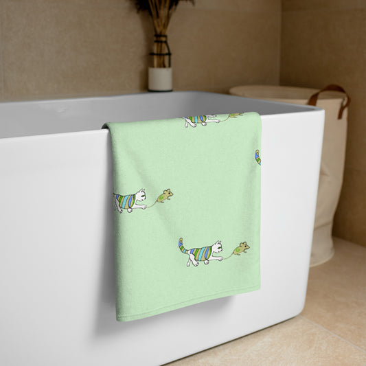 Cat and Mouse Pattern (Tara Green) Towel