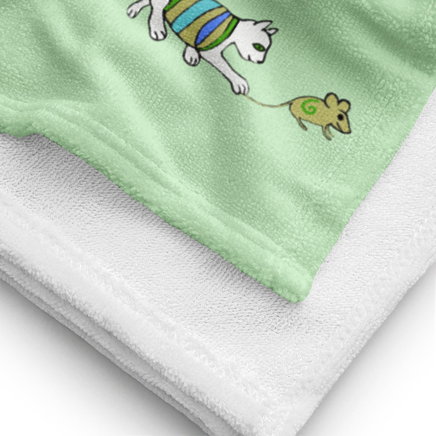 Cat and Mouse Pattern (Tara Green) Towel