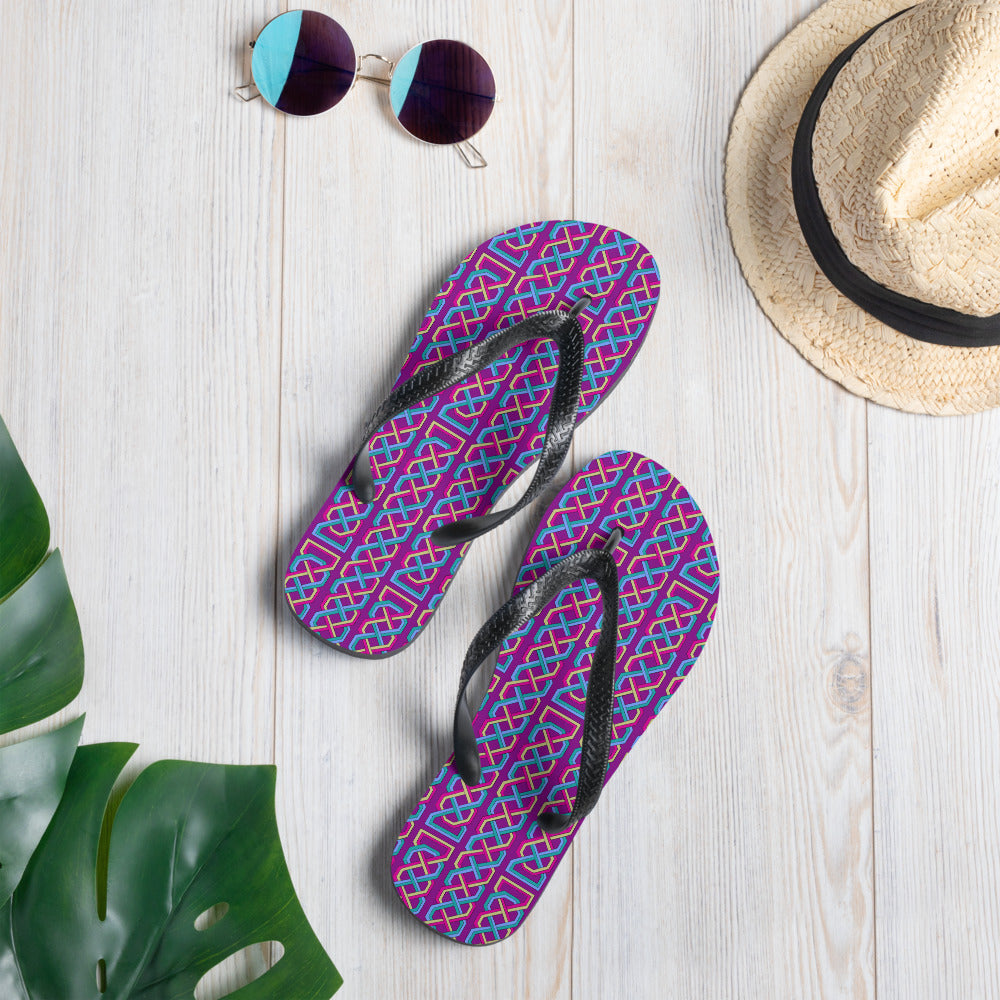 Celtic Knot-work Flip-Flops (Pink-Purple)