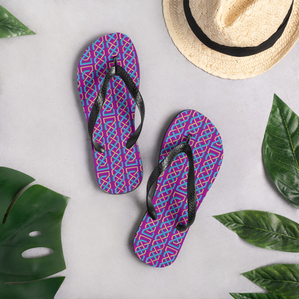 Celtic Knot-work Flip-Flops (Pink-Purple)