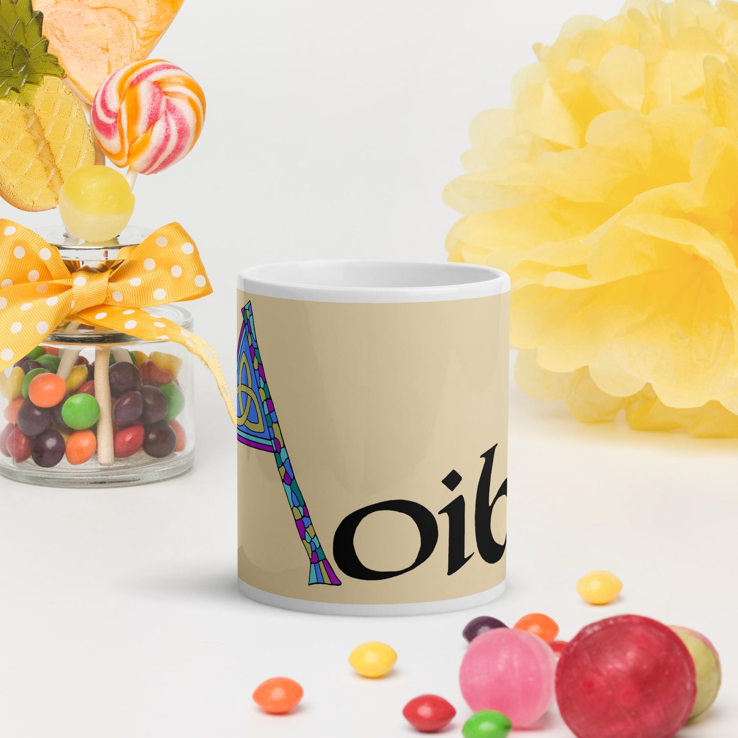 Aoibh (Eve)- Personalized white glossy mug with Irish name Aoibh (Free Shipping)