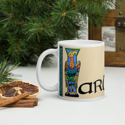 Iarlaith (Jarlath) - Personalized white glossy mug with Irish name Iarlaith (Free Shipping)