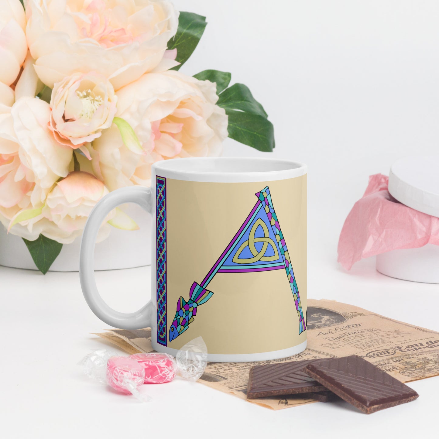 Aoibheann (Yvonne) - Personalized white glossy mug with Irish name Aoibheann (Free Shipping)