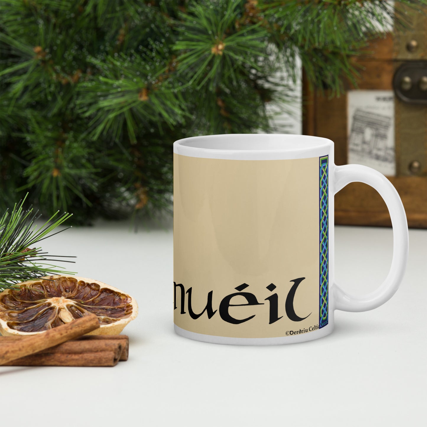 Ímeánuéil (Emmanuel) - Personalized white glossy mug with Irish name Ímeánuéil (Free Shipping)