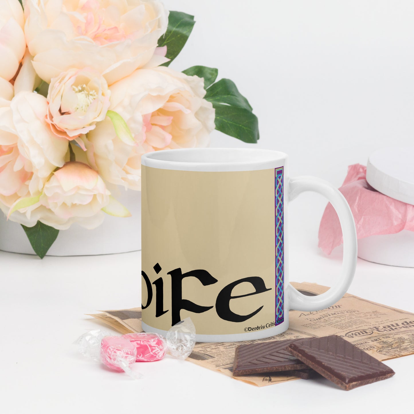 Aoife (Eva) - Personalized white glossy mug with Irish name Aoife (Free Shipping)