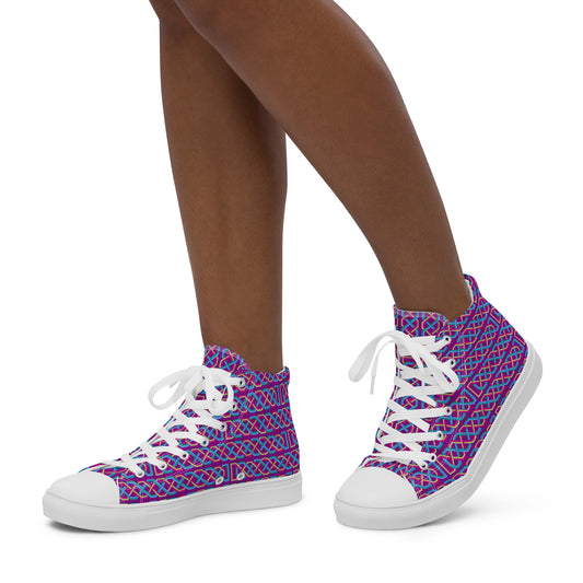 Celtic Knotwork Women’s high Top Canvas Shoes (Pink-Purple)