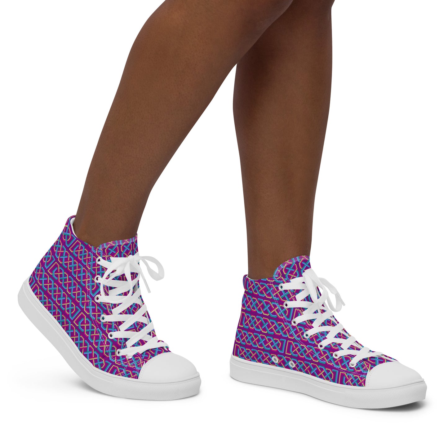 Celtic Knotwork Women’s high Top Canvas Shoes (Pink-Purple)